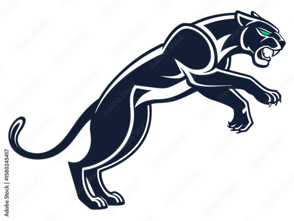 Fototapeta premium Powerful Black Panther Silhouette with Tribal Design