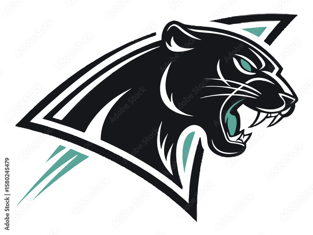 Fototapeta premium Powerful Black Panther Silhouette with Tribal Design