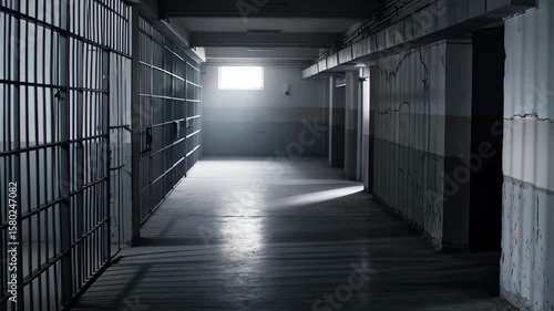 Wallpaper Mural Empty Prison Corridor - A Study in Isolation and Despair Torontodigital.ca