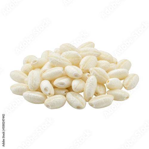 Isolated Pile of Puffed Rice Grains White Food with Transparent Background