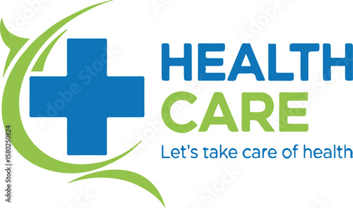 Healthcare logo design with text "Let's take care of health"