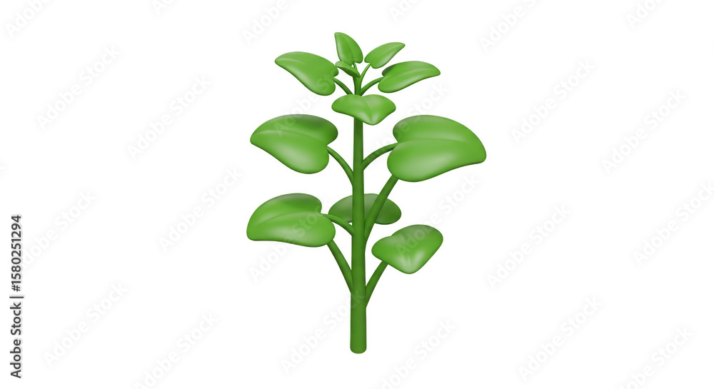 Fototapeta premium Isolated Green Plant Leaf Stem Botany on Transparent Background