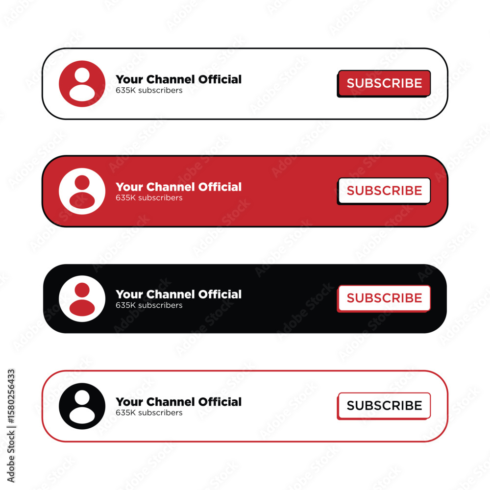 Fototapeta premium YouTube Subscribe Button Set Vector Design