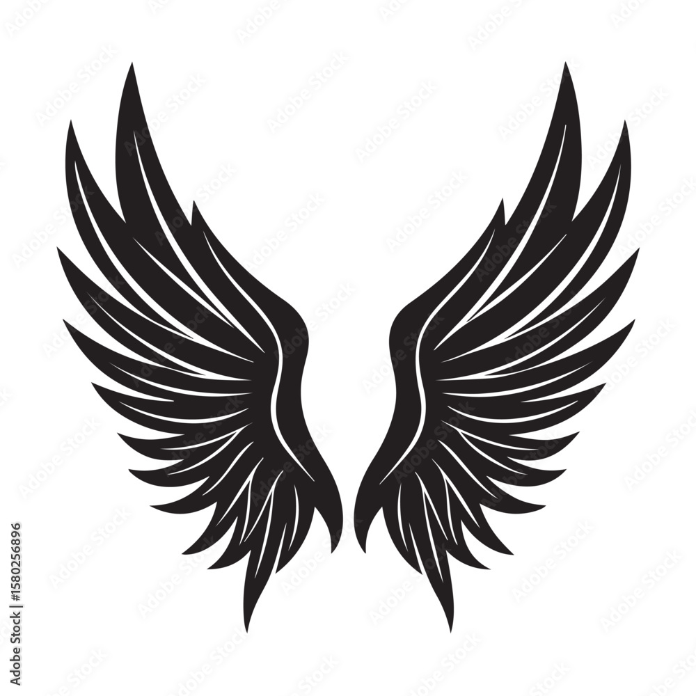 Obraz premium Minimalist Wings Silhouette in Black