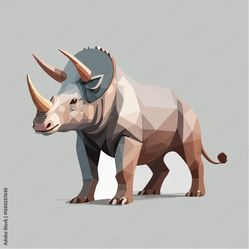 Fototapeta premium Low Poly Triceratops Dinosaur Illustration with Geometric Style