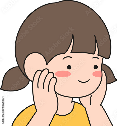 Vector Image of a Shy Girl