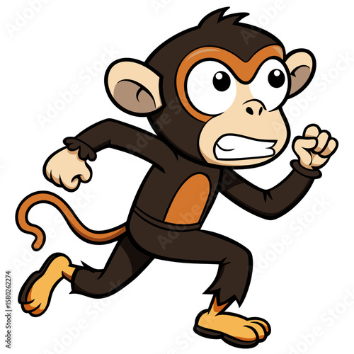 Cartoon running monkey vector illustration for kids and children animal character design and graphics art