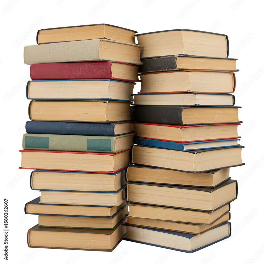 Fototapeta premium Isolated Transparent Background Stack Of Books Education And Reading