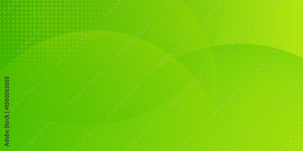 Abstract bright green banner background template vector with overlay curve shapes.