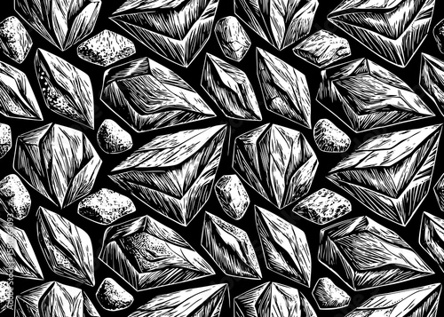 Geometric Crystal and Stone Pattern Illustration