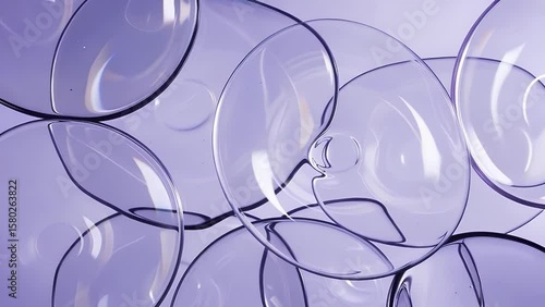 Macro photograph of overlapping translucent purple spheres