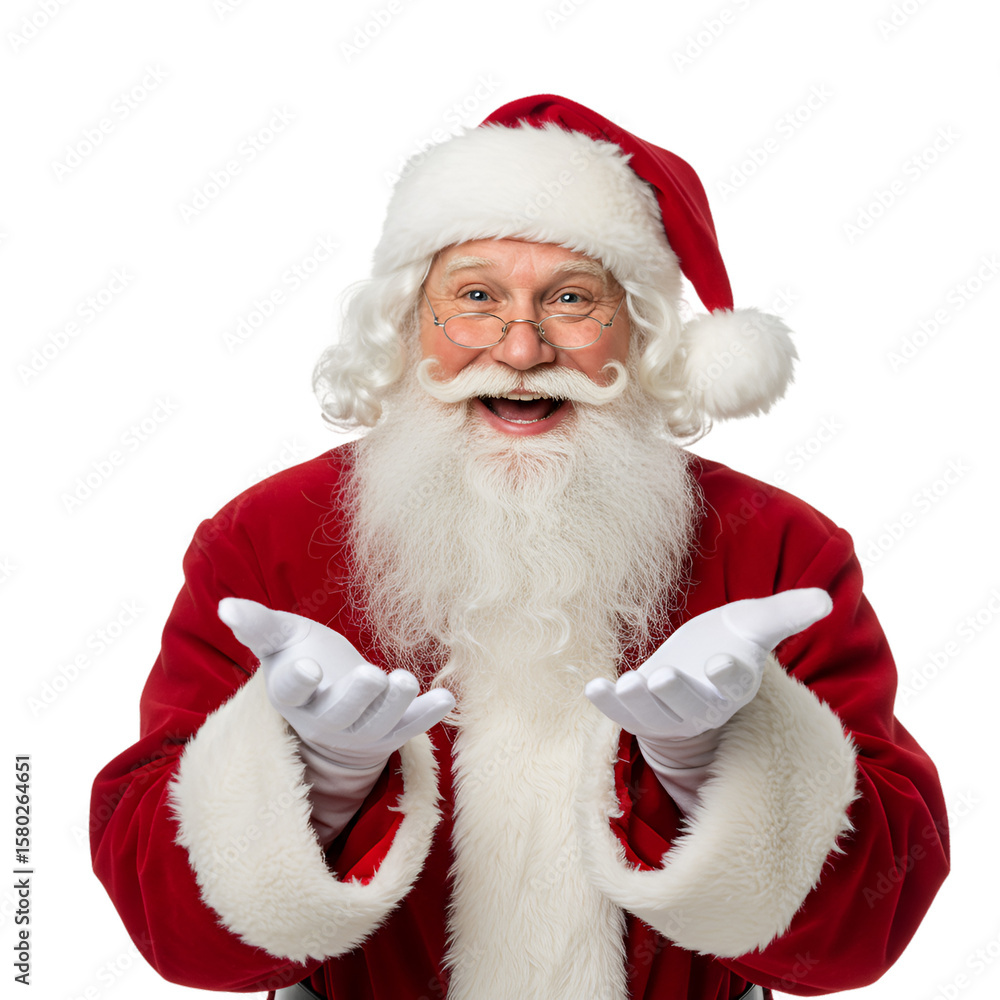 Naklejka premium Portrait Of Santa Claus with Beard In Red Festive Costume Isolated