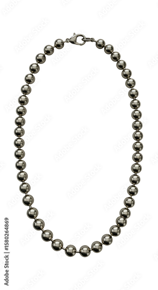 Isolated Transparent Background of Silver Pearl Bead Necklace Jewelry Isolated Transparent Background of Silver Pearl Bead Necklace Jewelry