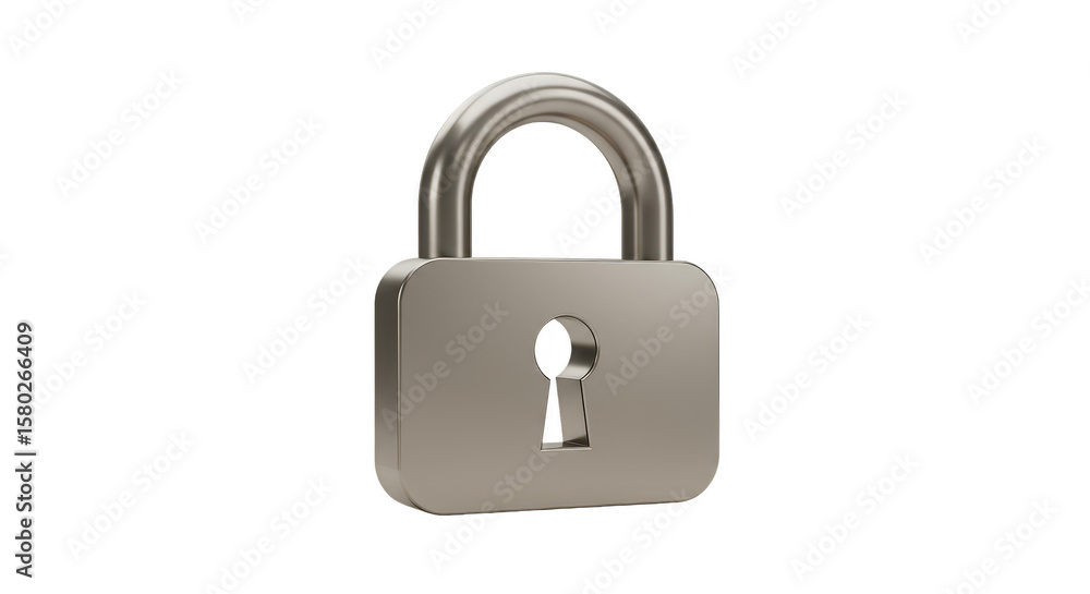 Isolated Silver Lock Security Metal Protection Access on Background Isolated Silver Lock Security Metal Protection Access on Background