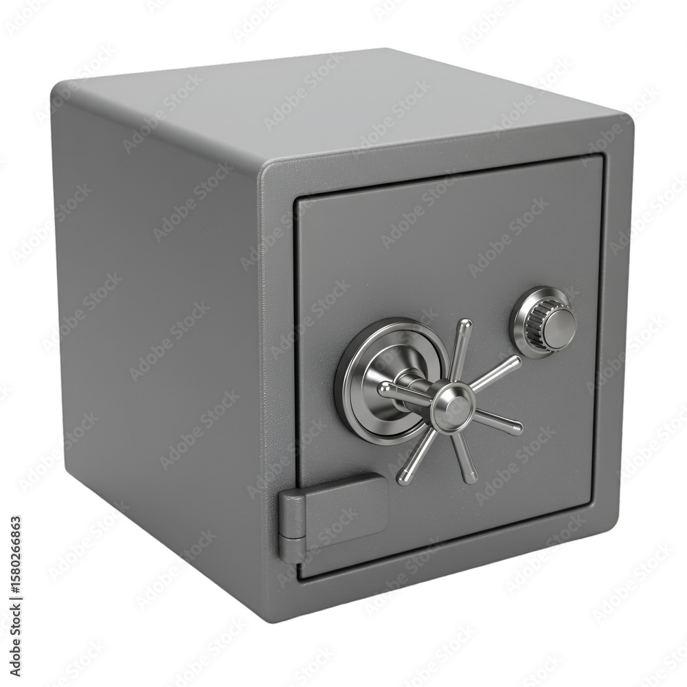 Realistic 3d Illustration of Gray Metal Safe Deposit Box Isolated Realistic 3d Illustration of Gray Metal Safe Deposit Box Isolated