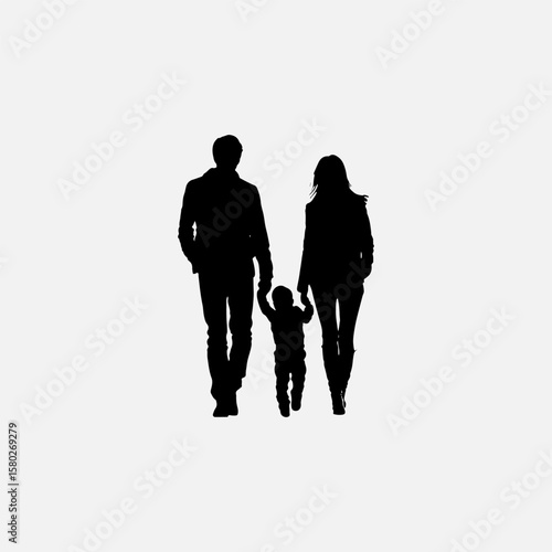 family illustration black tee clothing