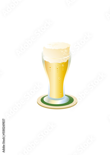 Glass of cold foamy beer