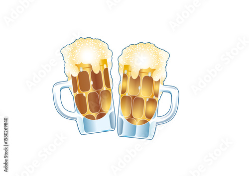 Two glasses of foamy beer