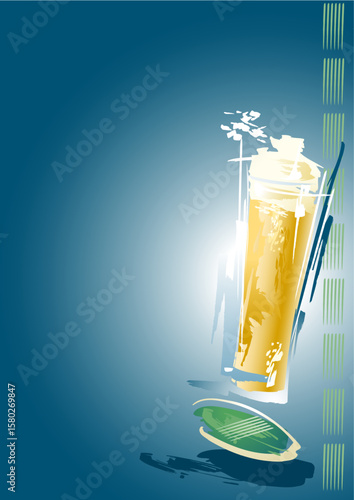 Graphic background with a glass of foamy beer