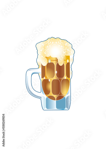 Glass of cold foamy beer