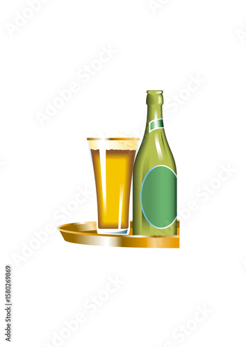 Beer bottle and a glass of beer