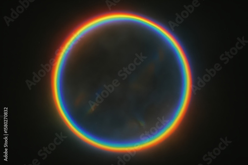 Vintage Rainbow Lens Flare Ring with Prism Haze on Black