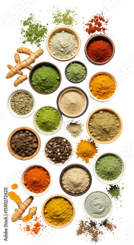 Overhead Assortment Spices Seasoning Herb Flavors Natural Ingredients