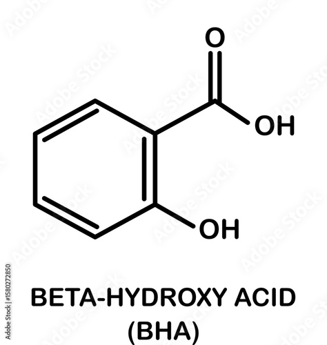 Chemical structure of salicylic acid or beta-hydroxy acid.