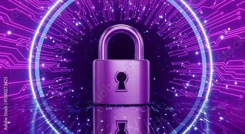 Digital security padlock representing cybersecurity and information protection