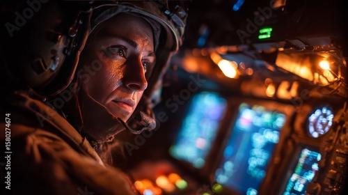 Veteran Tank Commander Inspecting Maps Inside Military Vehicle
