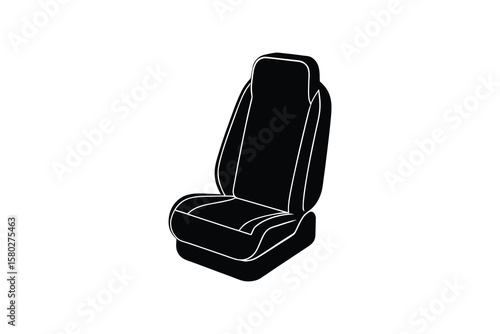 Car Seat Vector Illustration Automotive Interior Component in Black and White Isolated on White Background Minimalist Silhouette Style silhouette