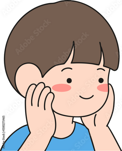Vector Image of a Shy Boy