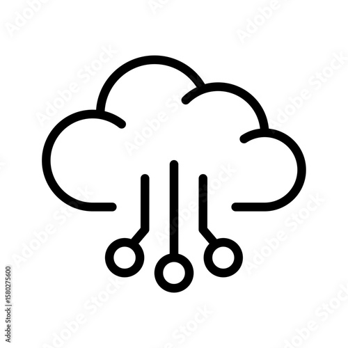 Cloud AI icon. Cloud computing icon. Vector icon with editable stroke. Isolated on transparent background. 

