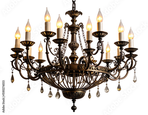 Victorian Chandelier with Candle Bulbs, transparent