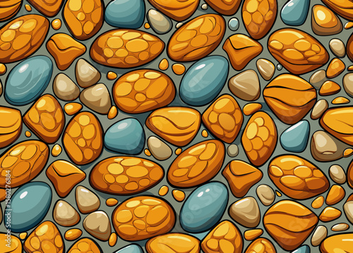 Geometric Crystal and Stone Pattern Illustration