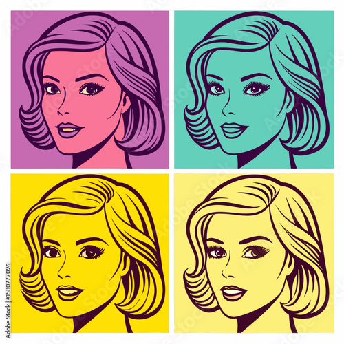 Retro woman portrait pop art style vintage