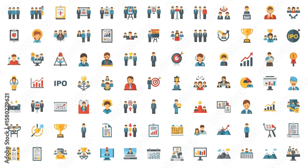 Fototapeta premium Comprehensive Flat Design Business and People Icon Set