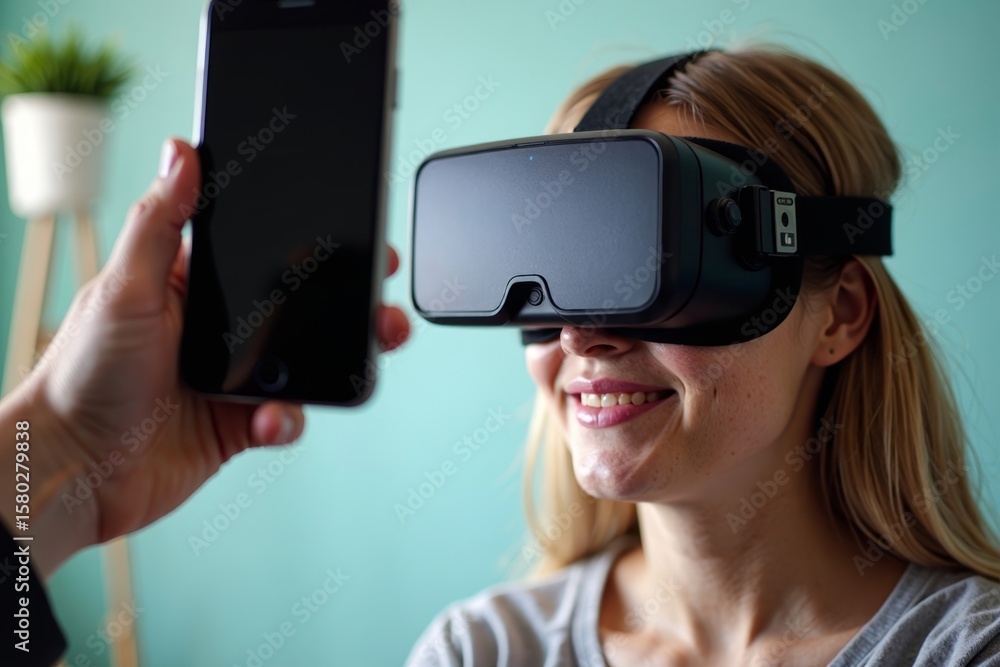 Person Engaging in Virtual Reality Therapy Using Interactive App – A Close-Up Perspective Person Engaging in Virtual Reality Therapy Using Interactive App – A Close-Up Perspective