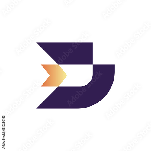 An abstract lettermark logo, possibly a 'B' or 'D', in dark purple, featuring a central orange-yellow gradient arrow/play button, symbolizing progress and digital media Free Download An abstract lettermark logo, possibly a 'B' or 'D', in dark purple, featuring a central orange-yellow gradient arrow/play button, symbolizing progress and digital media - GFXLoad
