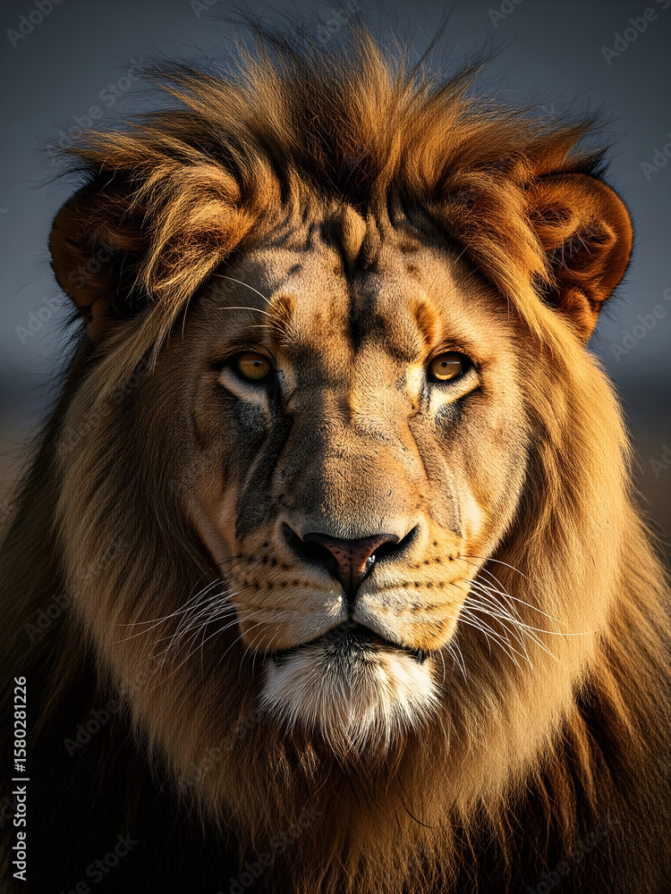 Fototapeta premium Majestic Male Lion Portrait in Natural Light