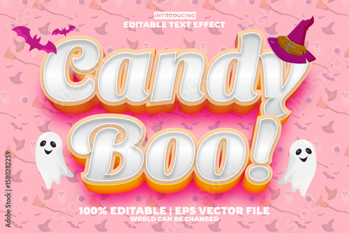Candy Boo halloween editable text effect in new modern trend style