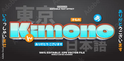 Kimono japan editable text effect in new modern trend style