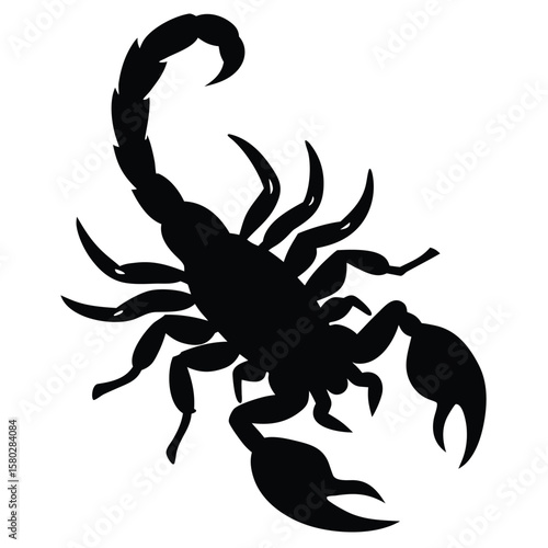 Striking Black Silhouette of a Scorpion Featuring its Claws and Curled Tail