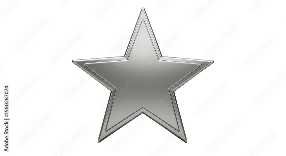 Fototapeta premium Silver Metallic Star Shape Shine Glossy Decoration Element Isolated