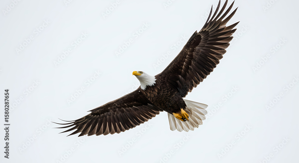 Fototapeta premium Majestic Bald Eagle Soaring in the Sky