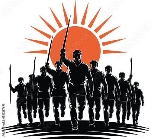 silhouettes of soldiers