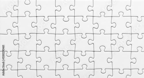 Complete white puzzle background illustrating connection, solutions and problem solving for web design elements
