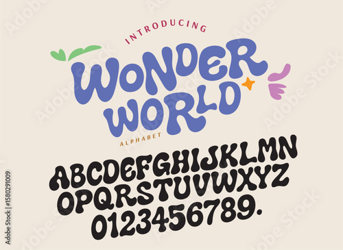 70s retro groovy alphabet letters font and number. Typography decorative fonts vintage concept. Inspirational slogan print with hippie symbols for graphic tee t shirt logo. vector illustration	
