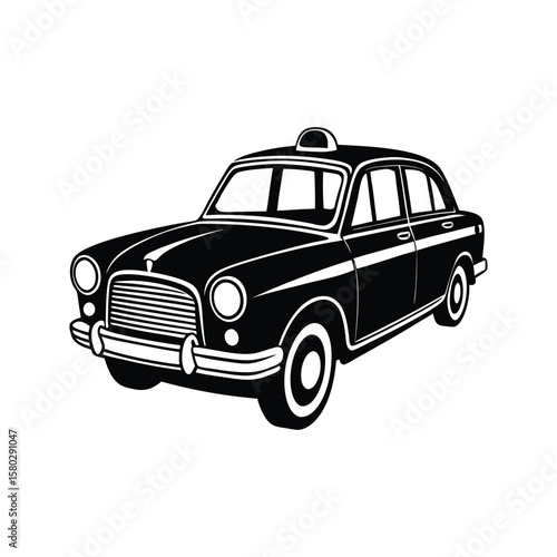Vintage black taxi cab silhouette vintage taxi black silhouette