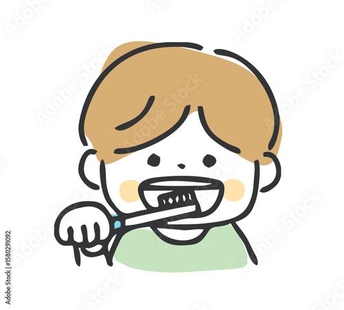 歯をみがく男の子